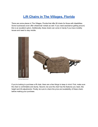 Lift Chairs in The Villages, Florida