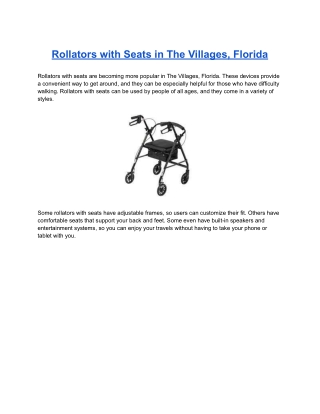 Rollators with Seats in The Villages, Florida