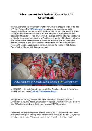 Advancement  in Scheduled Castes by TDP Government