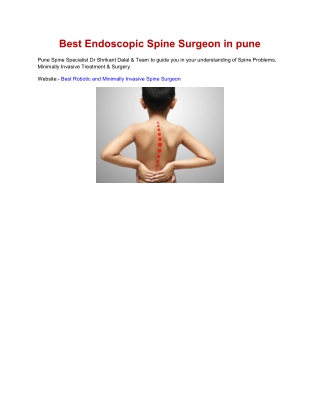 Best Endoscopic Spine Surgeon in pune