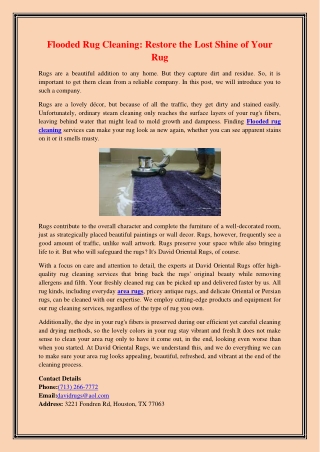 Flooded Rug Cleaning: Restore the Lost Shine of Your Rug