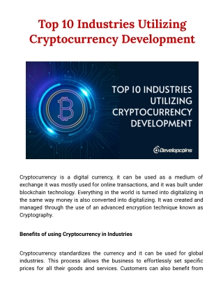 10 Major Industries Getting Benefits Form cryptocurrency Development