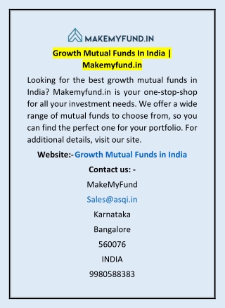 Growth Mutual Funds In India | Makemyfund.in