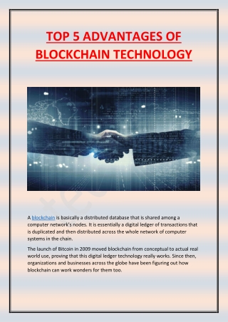 TOP 5 ADVANTAGES OF BLOCKCHAIN TECHNOLOGY