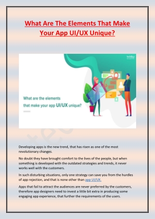 What Are The Elements That Make Your App UI-UX Unique