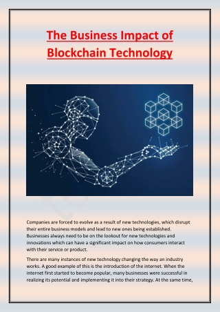 The Business Impact of Blockchain Technology