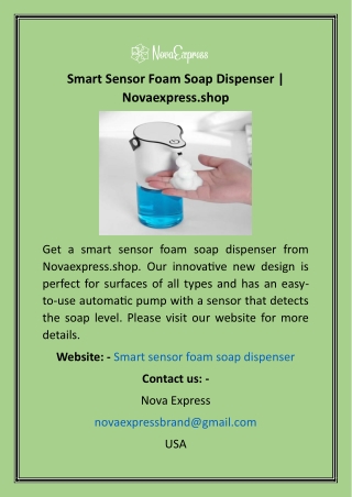 Smart Sensor Foam Soap Dispenser  Novaexpress.shop