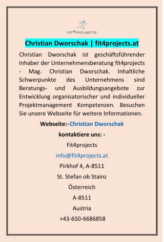 Christian Dworschak | fit4projects.at