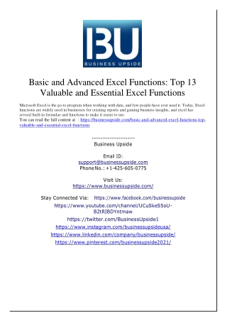 Basic and Advanced Excel Functions Top 13 Valuable and Essential Excel Functions