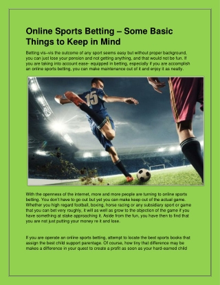 Online Sports Betting – Some Basic Things to Keep in Mind