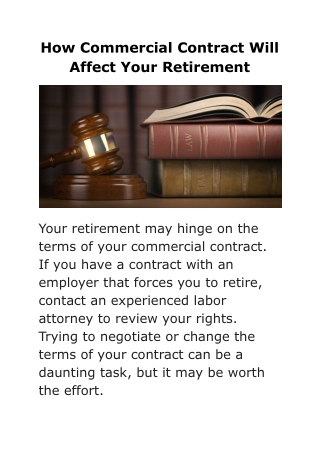 How Commercial Contract Will Affect Your Retirement