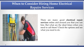 When to Consider Hiring Home Electrical Repairs Services