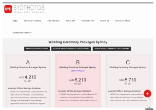 Sydney Wedding Ceremony Packages