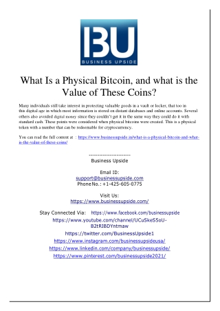 What Is a Physical Bitcoin, and what is the Value of These Coins
