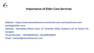 Importance of Elder Care Services