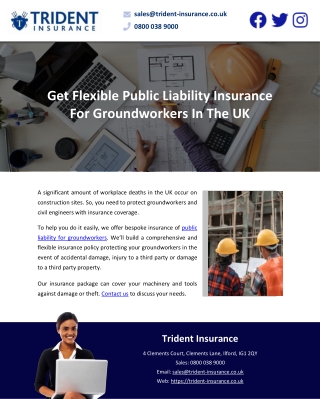 Get Flexible Public Liability Insurance For Groundworkers In The UK