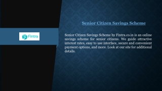 Senior Citizen Savings Scheme  Fintra.co.in