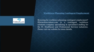 Workforce Planning Contingent Employment | Elitetechrecruiters.com