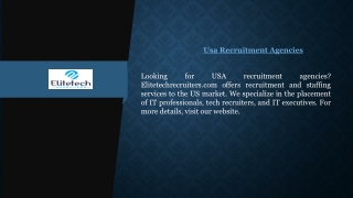 Usa Recruitment Agencies | Elitetechrecruiters.com