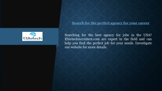Search for the perfect agency for your career