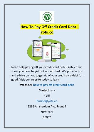 How To Pay Off Credit Card Debt | Yofii.co