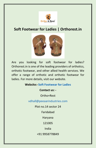 Soft Footwear for Ladies | Orthorest.in