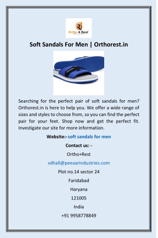 Soft Sandals For Men | Orthorest.in