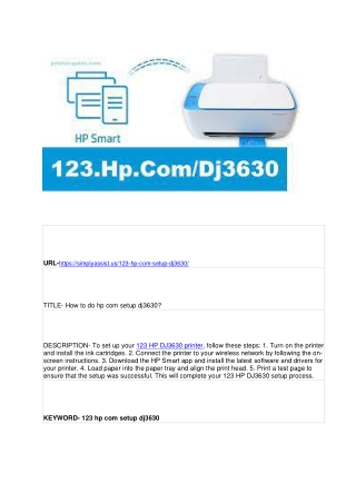 How to do hp com setup dj3630?