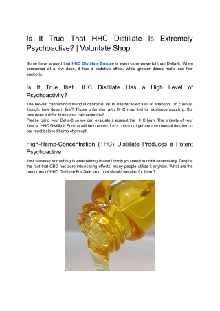 Is It True That HHC Distillate Is Extremely Psychoactive_ _ Voluntate Shop