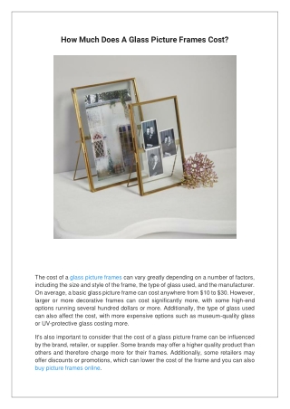 How Much Does A Glass Picture Frames Cost