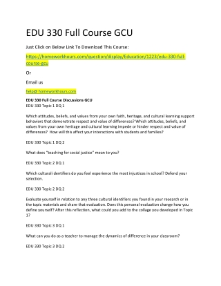 EDU 330 Full Course GCU