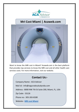 Mri Cost Miami | Acaweb.com