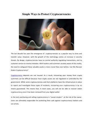 Simple Ways to Protect Cryptocurrencies