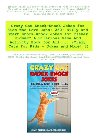 (EBOOK Crazy Cat Knock-Knock Jokes for Kids Who Love Cats 250  Silly and Smart Knock-Knock Jokes for