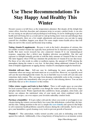 Use These Recommendations To Stay Happy And Healthy This Winter