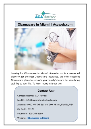 Obamacare in Miami | Acaweb.com