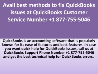 Avail best methods to fix QuickBooks issues at Quickbooks Support Phone Number