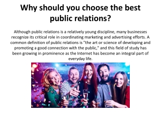 Why should you choose the best public relations