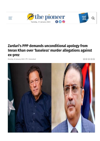 Zardari's PPP demands unconditional apology from Imran Khan over 'baseless' murder allegations against ex-prez