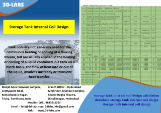 Storage Tank internal coil design