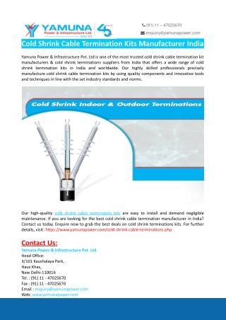 Cold Shrink Cable Termination Kits Manufacturer India