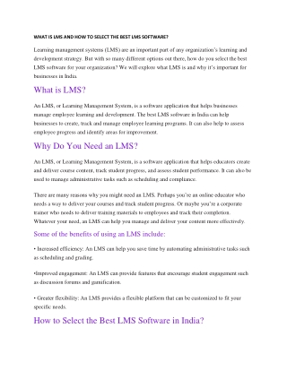 WHAT IS LMS AND HOW TO SELECT THE BEST LMS SOFTWARE