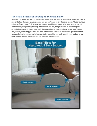 The Health Benefits of Sleeping on a Cervical Pillow