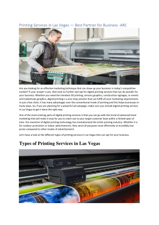 Printing Services in Las Vegas — Your Best Partner for Business Promotion