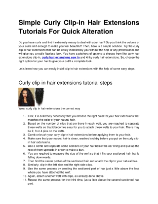 Simple Curly Clip In Hair Extensions Tutorials For Quick Alteration