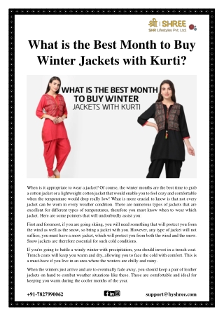 What is the Best Month to Buy Winter Jackets with Kurti?