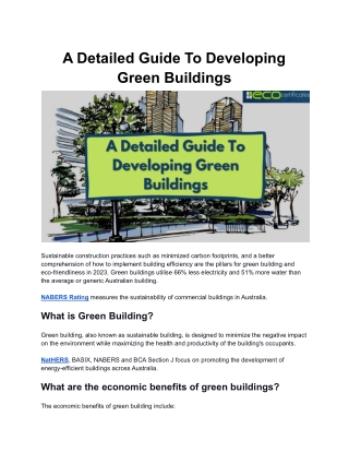 A Detailed Guide To Developing Green Buildings