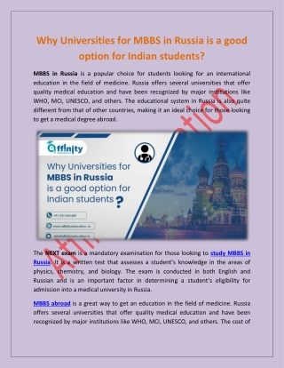 Why Universities for MBBS in Russia is a good option for Indian students?