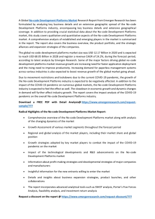 No-code Development Platforms Market Size, SWOT Analysis,  Major Key Vendors
