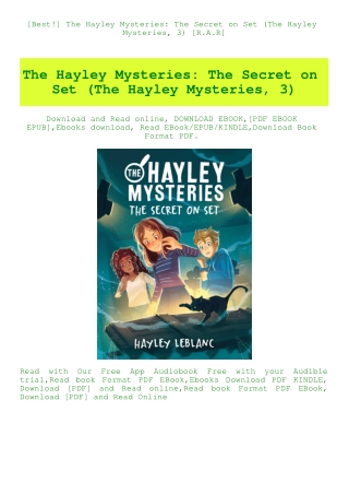 [Best!] The Hayley Mysteries The Secret on Set (The Hayley Mysteries  3) [R.A.R]